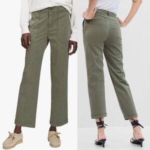 Gap Cotton Utility Pants Olive Green